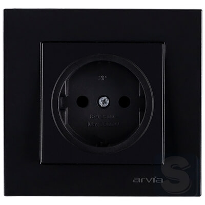 Розетка без заземлення 16A/220V Arvia Electric KAREN Чорний (20 07 2000 215)